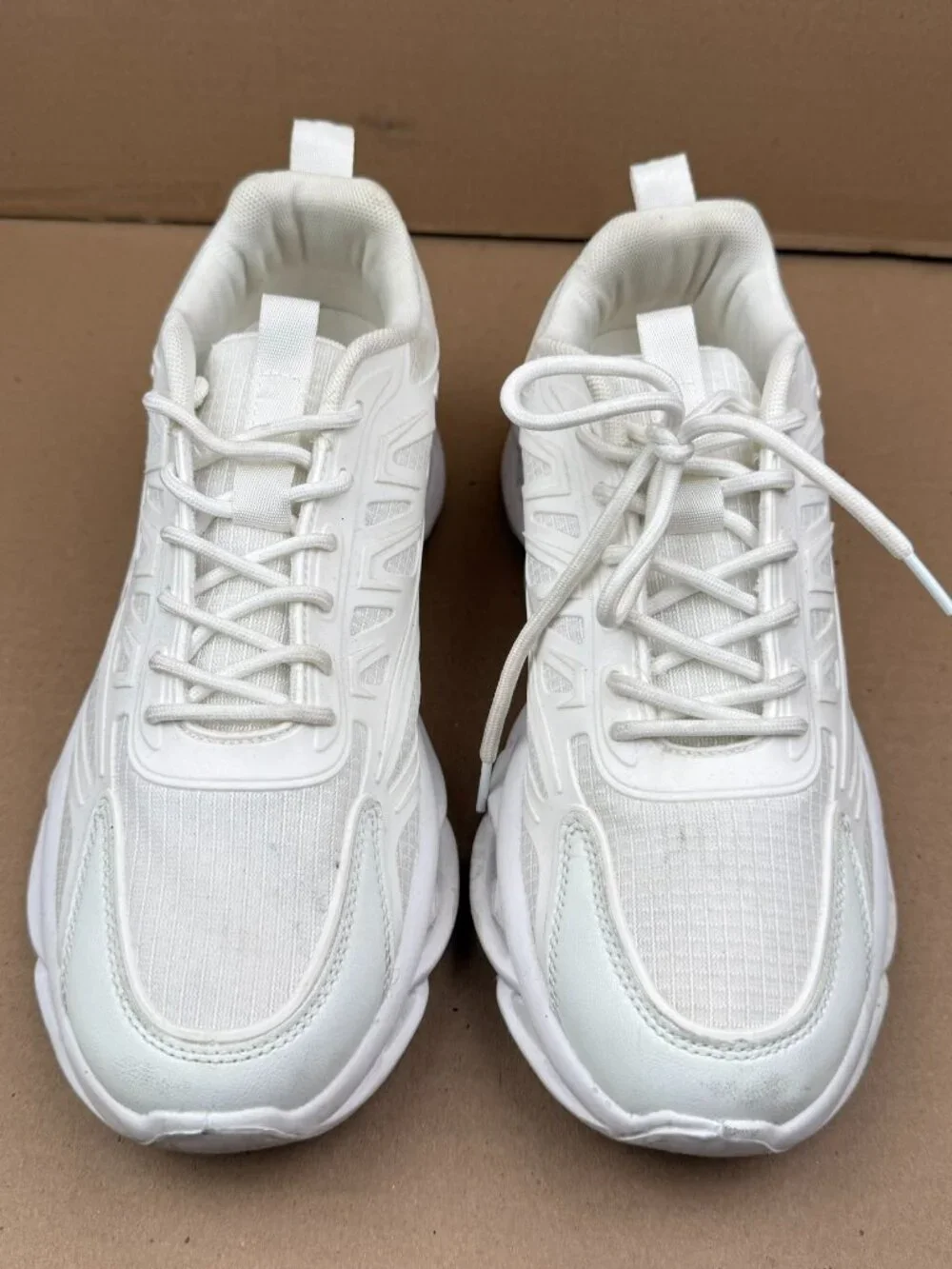 Men's White Mesh Orthopedic Sneakers K1949 Lightweight Running Shoes US SZ 9.5